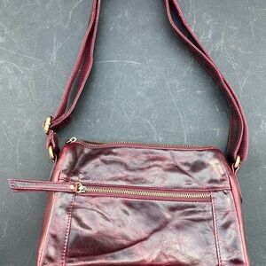 Women's Burgundy Leather Crossbody Bag